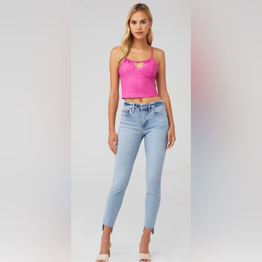 WAYF MAGENTA FAUX LEATHER CAMI TOP Size X-Small NWT